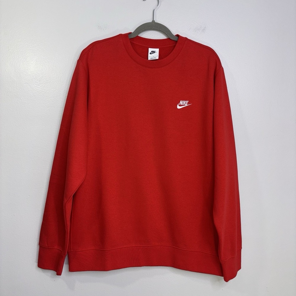Nike Sportswear Club Fleece Sweatshirt Crewneck University Red Size Large EUC